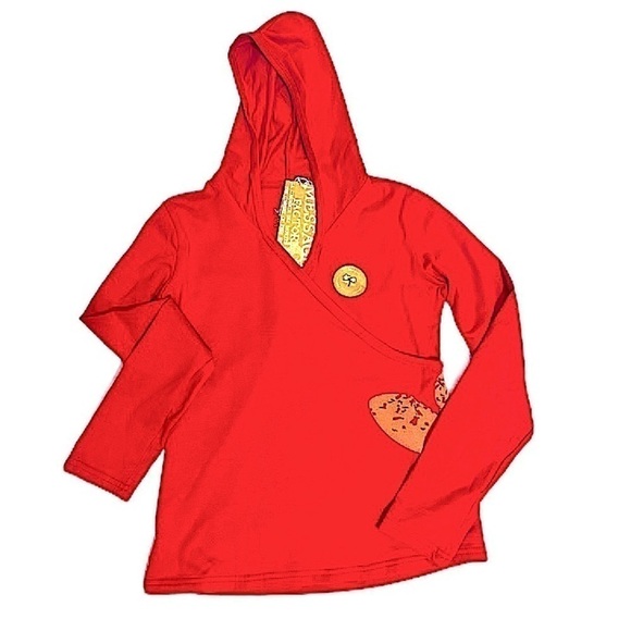 Message Factory Women’s Red & Orange Long Sleeve Organic Cotton Hoodie Sz Medium - Picture 5 of 13